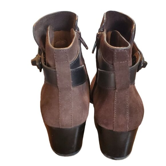 Coach Womens Brown Suede Ankle Boots With Black Leather Straps - Picture 2 of 7